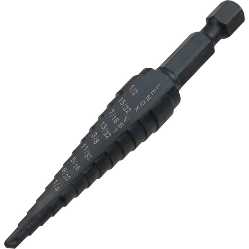 #1 Step Drill Bit, 1/8" - 1/2" , 1-3/2" Increments, High Speed Steel WestPier