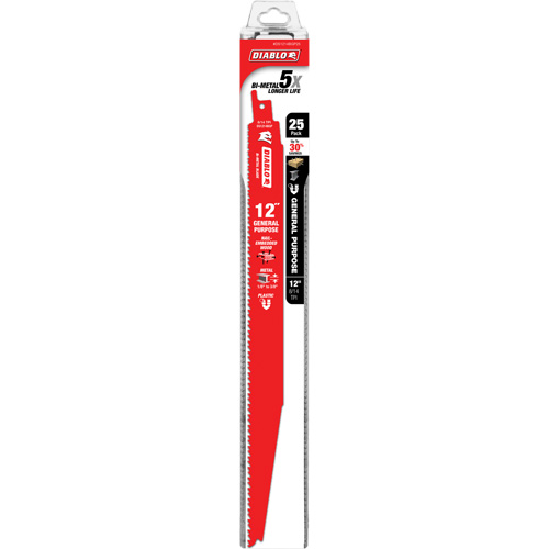 Lame de scie alternative tout usage, Bim&eacute;tal, 8-14 Dents par pouce, 12" lo x 1" la WestPier