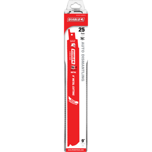 Reciprocating Blade for Auto Dismantling, Bi-Metal, 14-18 TPI, 9" L x 1" W WestPier