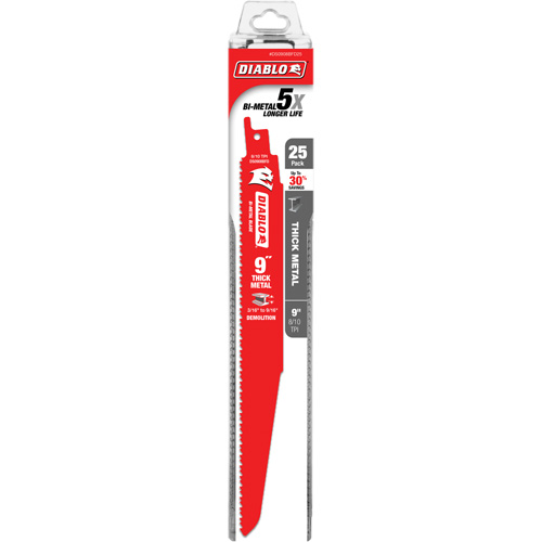 Lame de scie alternative pour la d&eacute;molition et les m&eacute;taux &eacute;pais, Bim&eacute;tal, 8-10 Dents par pouce, 9" lo WestPier