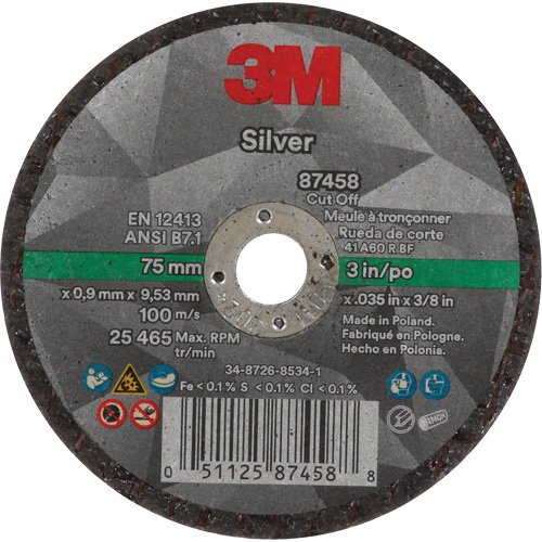 Meule &agrave; tronçonner Silver, 3" x 0,04", Arbre de 3/8"-24, Type 1, C&eacute;ramique, 25645 Tr/min WestPier