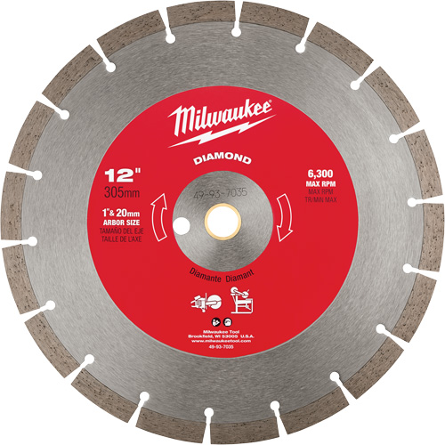 Lame de scie circulaire &agrave; diamant segment&eacute;e XC406, 12", Pour B&eacute;ton WestPier