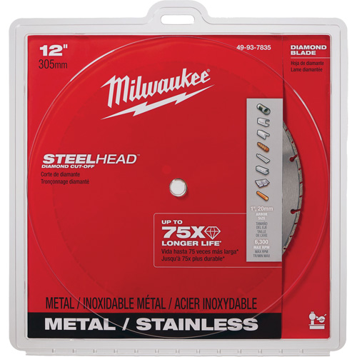 Lame &agrave; tronçonner au diamant Steelhead, 12", Pour M&eacute;tal WestPier