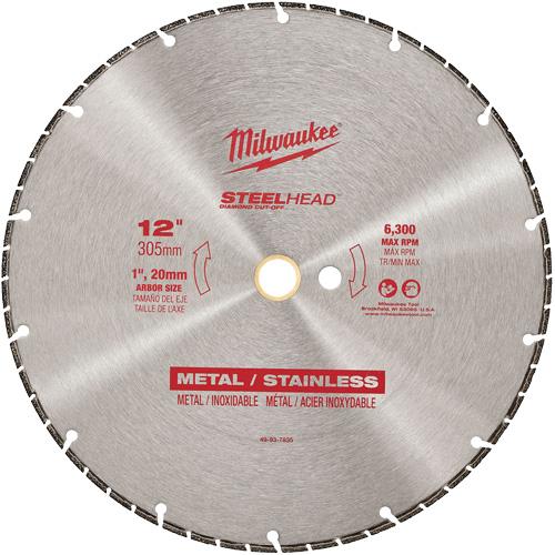 Lame &agrave; tronçonner au diamant Steelhead, 12", Pour M&eacute;tal WestPier