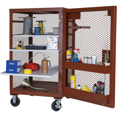 Mobile Mesh Cabinet, Steel, 22 Cubic Feet, Red WestPier