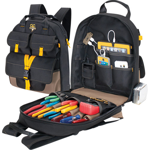 Sac &agrave; dos avec prises de recharge pour appareils &eacute;lectroniques, 13-1/2" lo x 5-1/4" la, Noir, Polyester WestPier