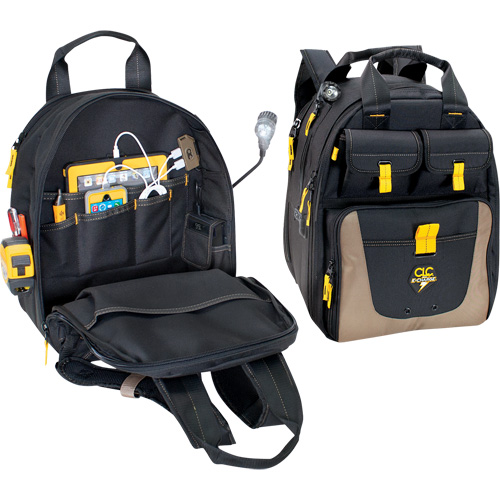 Sac &agrave; dos avec prises de recharge pour appareils &eacute;lectroniques, 15" lo x 10-1/2" la, Noir, Polyester WestPier