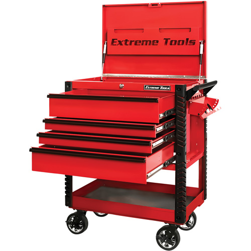 EX Deluxe Series Tool Cart, 4 Drawers, 22-7/8" L x 33" W x 44-1/4" H, Red WestPier