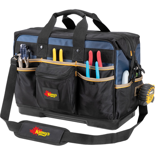 Sac &agrave; outils ferm&eacute; pour entrepreneurs &agrave; base moul&eacute;e, Polyester balistique, 29 pochettes, Noir/Bleu WestPier