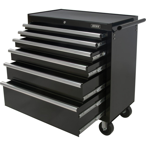 Industrial Tool Cart, 6 Drawers, 39" W x 20-4/5" D x 38-1/2" H, Black WestPier