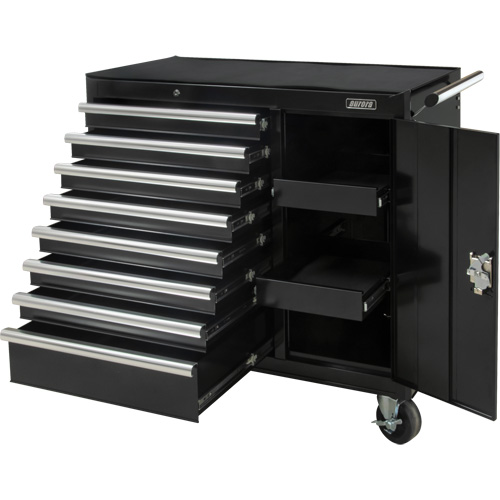 Industrial Tool Cart, 8 Drawers, 44-3/10" W x 21-1/10" D x 36-7/10" H, Black WestPier