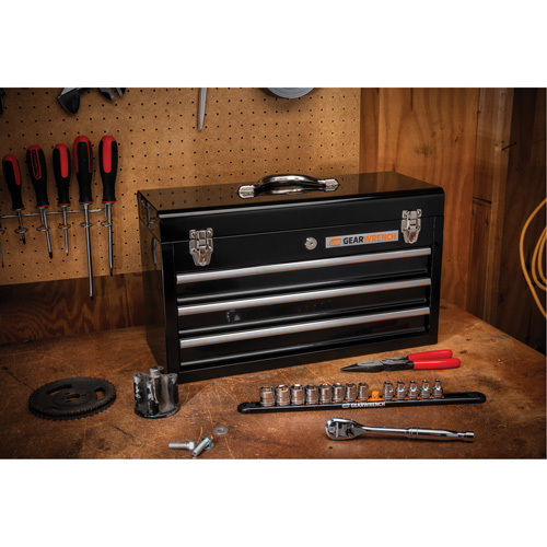 Portable Tool Box, 20" W, 3 Drawers, Black WestPier