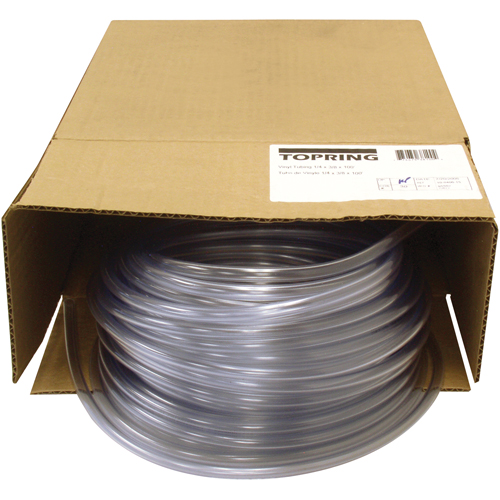 Tubing, Air/Water, 0.375" OD x 100' L, PVC, Clear, 55 PSI @ 20°C WestPier