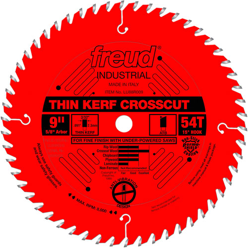 TCS Industrial Saw Blade - Rip/Crosscut Thin Kerf, 9", 54 Teeth, Wood Use WestPier