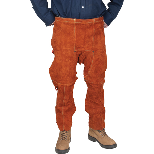 Tablier fendu aux jambes et jambi&egrave;res en cuir, 40" lo, Lava Brown WestPier