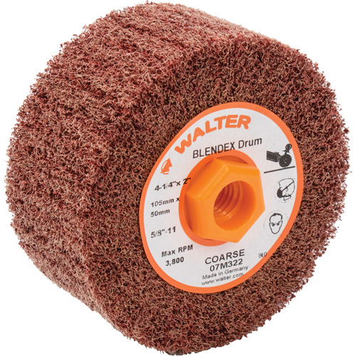 Tambour de conditionnement de surface Blendex ALLSTEEL, 4-1/4" dia. x 2" la, 5/8"-11 Arbre, Grain Cors&eacute; WestPier
