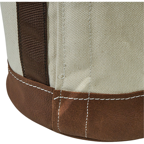 Leather-Bottom Bucket, 17" H, Canvas, White WestPier