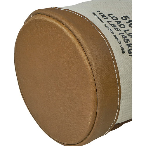 Leather-Bottom Bucket, 17" H, Canvas, White WestPier