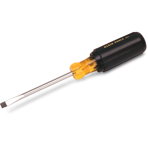 Heavy-Duty Slot Cabinet Tip Screwdriver, 1/4" Tip, Round, 14-11/32" L, Cushion Grip Handle WestPier