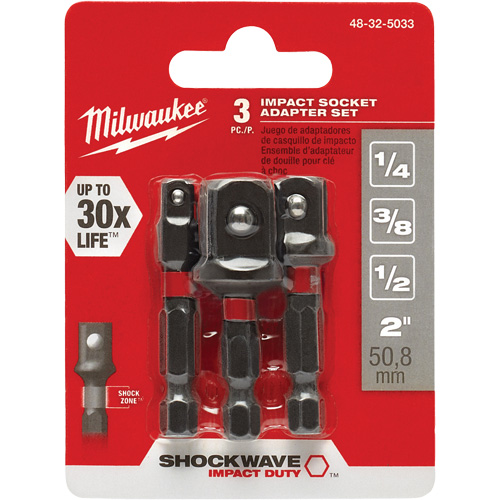 Jeu d'adaptateur de douilles &agrave; chocs Shockwave, 1/4" Prise, Sph&eacute;rique, 1-7/8" lo WestPier