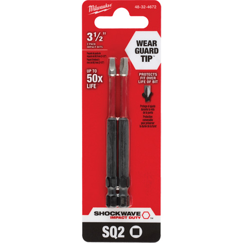 Embout de tournevis Shockwave Impact Duty, Carr&eacute;e, Embout #2, Prise 1/4", Longueur 3-1/2" WestPier