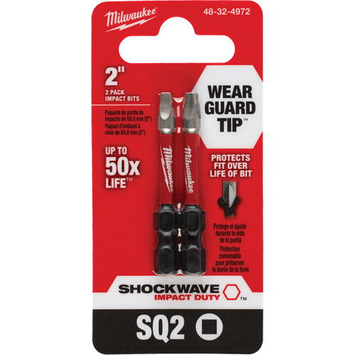 Embout de tournevis Shockwave Impact Duty, Carr&eacute;e, #2, Prise 1/4" WestPier