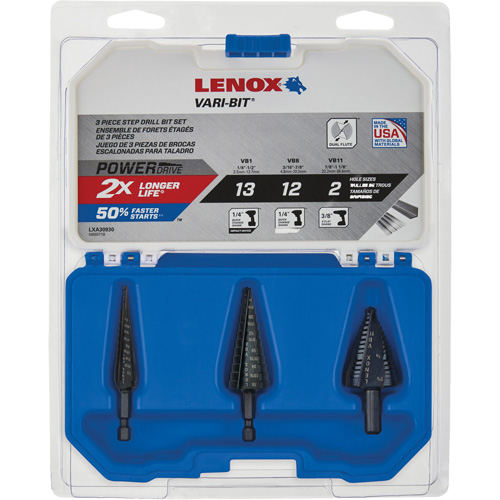 Step Drill Bit Set, 3 Pieces, High Speed Steel WestPier