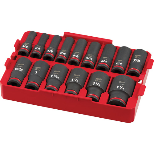Jeu de douilles SAE Shockwave Impact Duty Packout, 15 Mcx, Chocs, Prise de 1/2", Profond WestPier