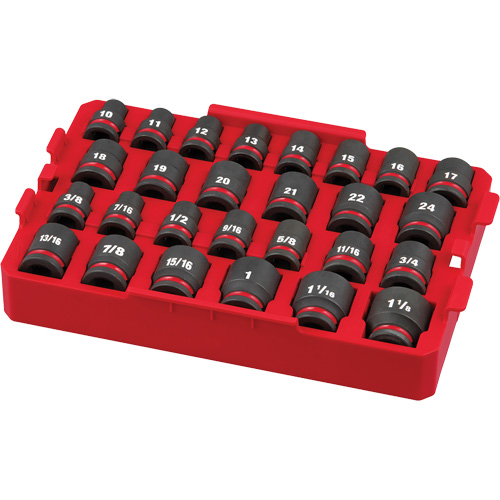 Jeu de douilles profondes 3/8" Shockwave Impact Duty Packout, 27 Mcx, Chocs, Prise de 1/2" WestPier