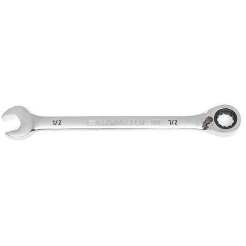 90-Tooth Reversible Ratcheting Wrench, 12 Point, 1/2", Chrome/Polished Finish WestPier