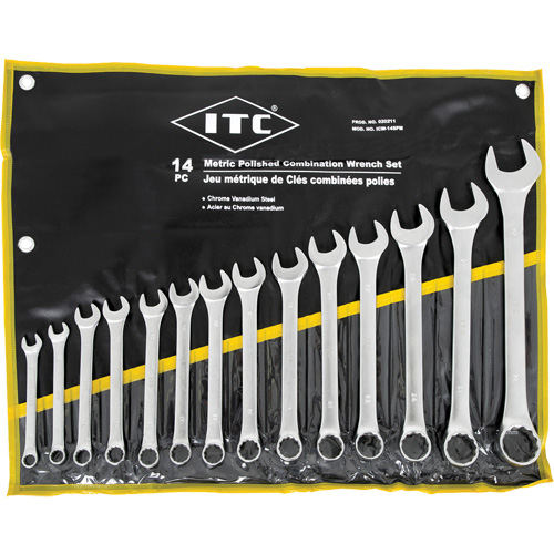 ICW-14PM Polished Wrench Set, Combination, 14 Pieces, Metric WestPier