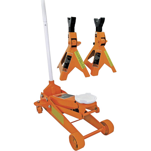 Service Jack with 3-Ton Vehicle Stands, 2.5 Ton(s) Capacity, 5" Lowered, 19-1/4" Raised, Manual Hydraulic WestPier