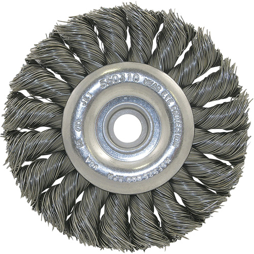3K114 Unthreaded Knot Twisted Wire Wheel, 3-1/4" Dia., 0.014" Fill, 3/8"-1/2 Arbor WestPier