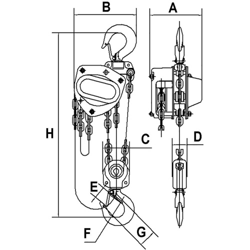 KCH Series Chain Hoists, 10' Lift, 11000 lbs. (5 tons) Capacity, Alloy Steel Chain WestPier