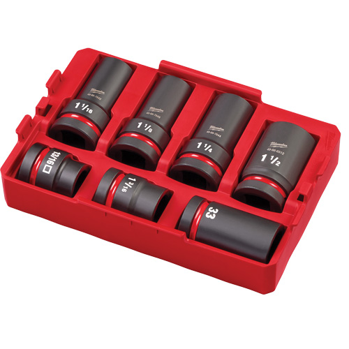 Jeu de douilles SAE & m&eacute;triques Packout Shockwave Impact Duty pour l'entrtien de roues, 7 Morceaux, Prise de 1" WestPier