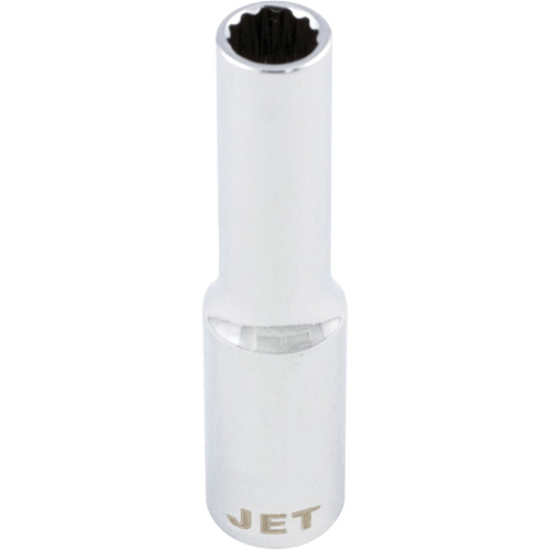 Douille chrom&eacute;e, 8 mm, Prise 1/4", 12 pans, Profond WestPier