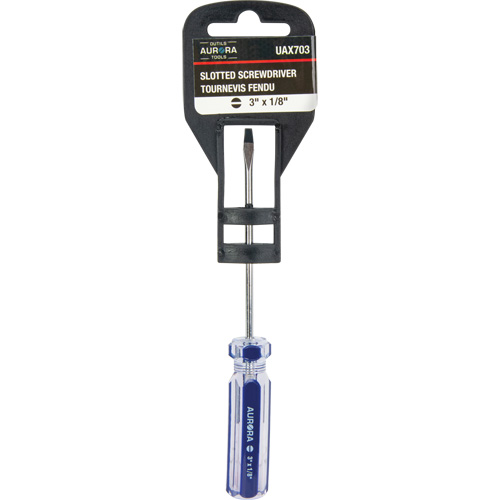 Blue Transparent Striped Slotted Screwdriver, 1/8" Tip, Round, Plastic Handle WestPier
