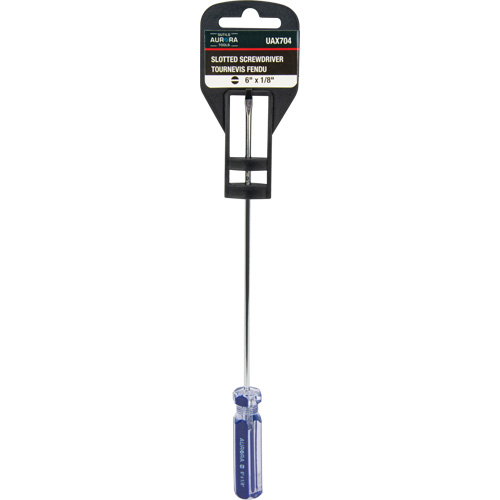 Tournevis &agrave; fente bleu transparent avec bandes, Tige de 1/8", Ronde, Prise en Plastique WestPier