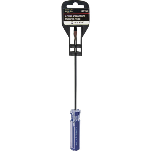 Tournevis &agrave; fente bleu transparent avec bandes, Tige de 3/16", Ronde, Prise en Plastique WestPier