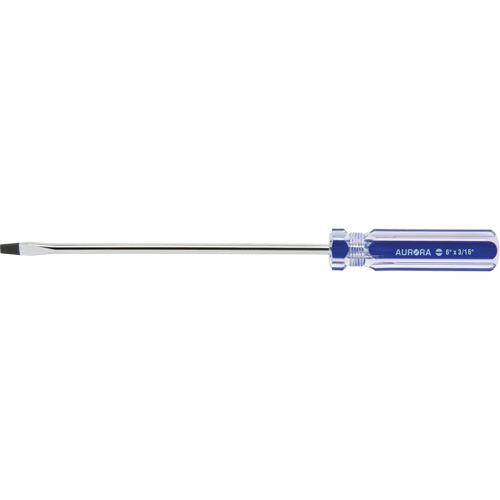 Tournevis &agrave; fente bleu transparent avec bandes, Tige de 3/16", Ronde, Prise en Plastique WestPier