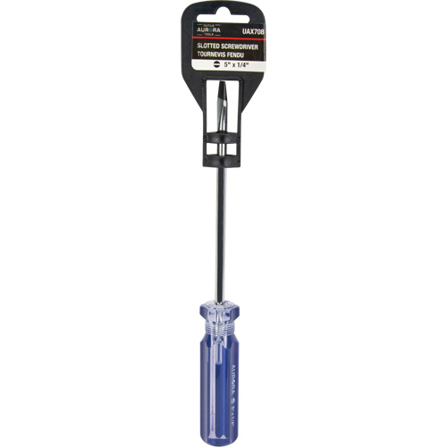 Tournevis &agrave; fente bleu transparent avec bandes, Tige de 1/4", Ronde, Prise en Plastique WestPier