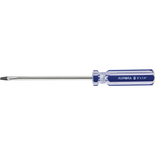Tournevis &agrave; fente bleu transparent avec bandes, Tige de 1/4", Ronde, Prise en Plastique WestPier