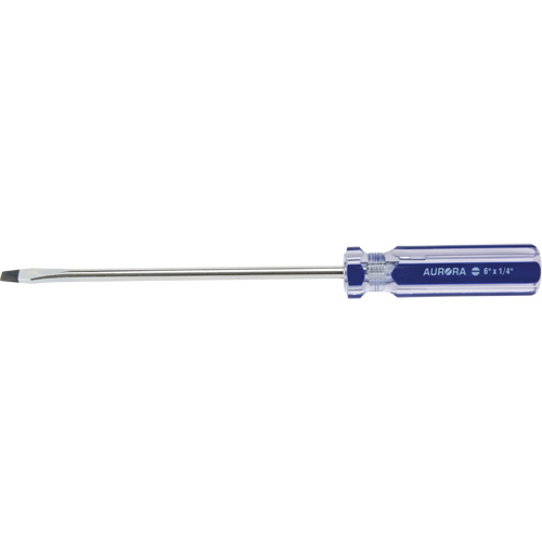 Tournevis &agrave; fente bleu transparent avec bandes, Tige de 1/4", Ronde, Prise en Plastique WestPier