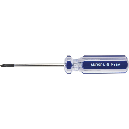 Tournevis Philips bleu transparent avec bandes, #0, Prise Plastique WestPier