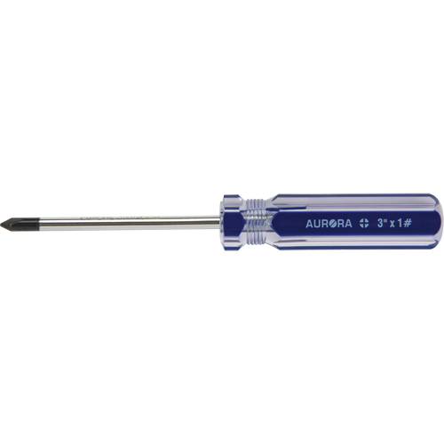 Tournevis Philips bleu transparent avec bandes, #1, Prise Plastique WestPier