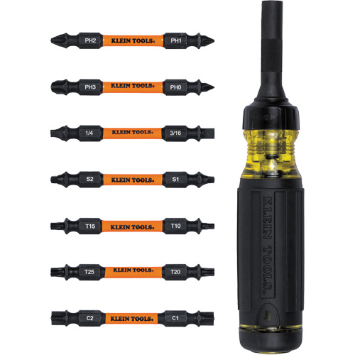 15-in-1 Ratcheting Impact-Rated Multi-Bit Torsion Zone Screwdriver, 9-1/2" L, Cushion Grip Handle WestPier