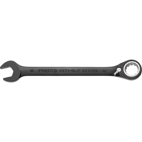 Metric Spline Combination Reversible Ratcheting Wrench, Black/Chrome Finish WestPier