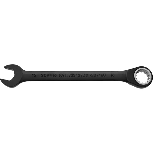 Metric Spline Combination Reversible Ratcheting Wrench, Black/Chrome Finish WestPier