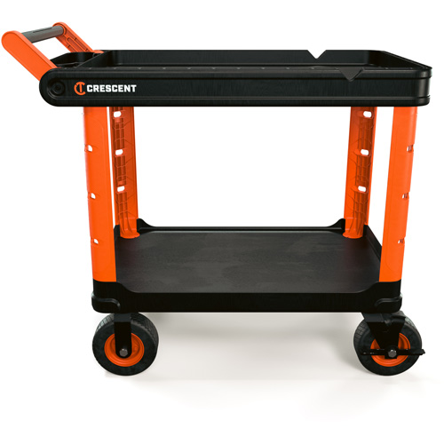RAILWORKS 2-Shelf Industrial Utility Cart with 8" Casters, 47" L x 24-1/2" W x 37-4/5" H, Black/Orange WestPier