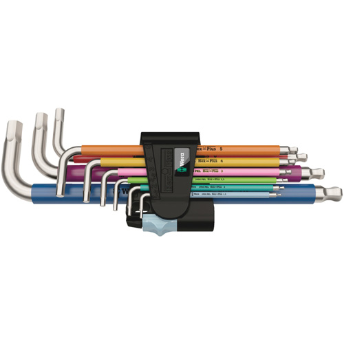 3950/9 Hex-Plus Multicolour Stainless 1 L-Key Set, 9 Pcs., Metric WestPier